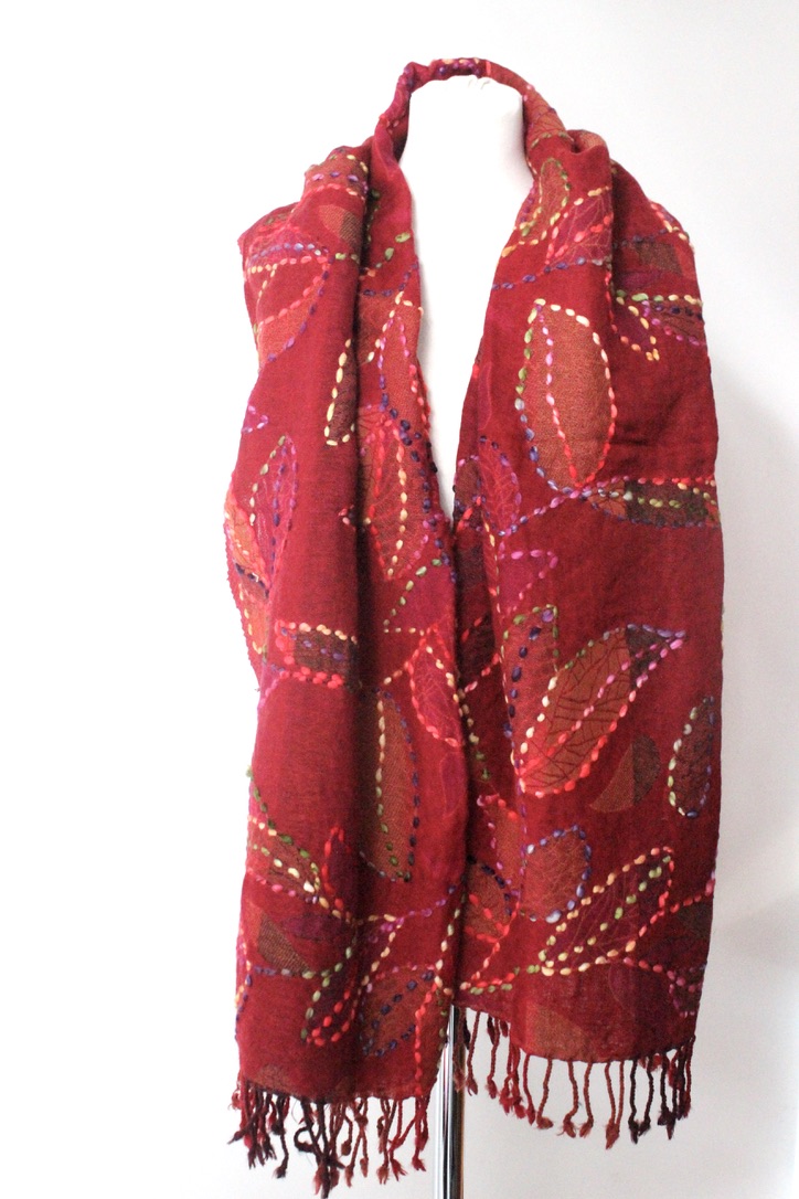Wool Embroidery Plant Red