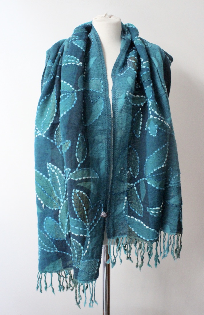 Wool Embroidery Plant Turq