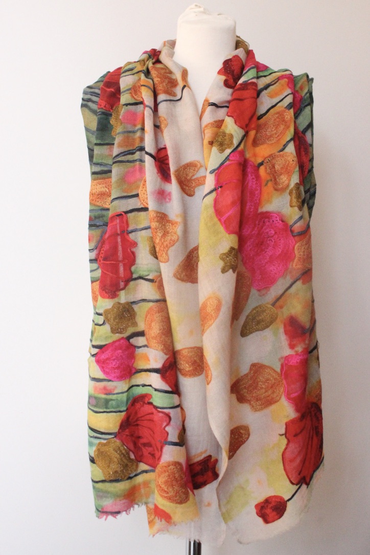 Detail Digital print Tulip pink orange green