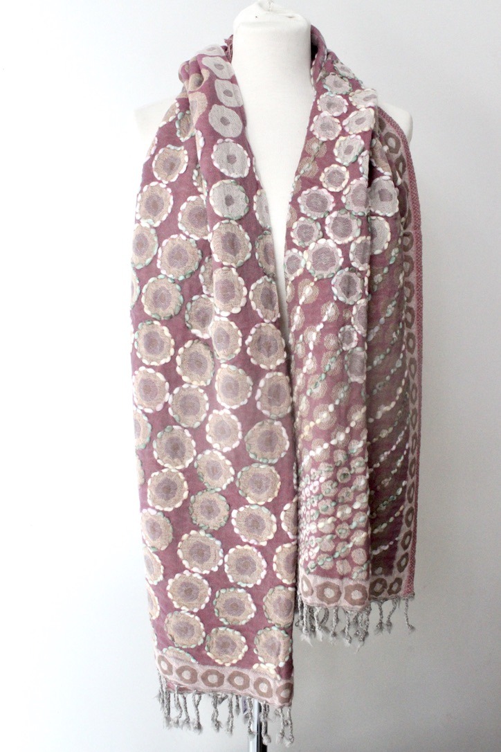 Wool embroidery drops pink WED08