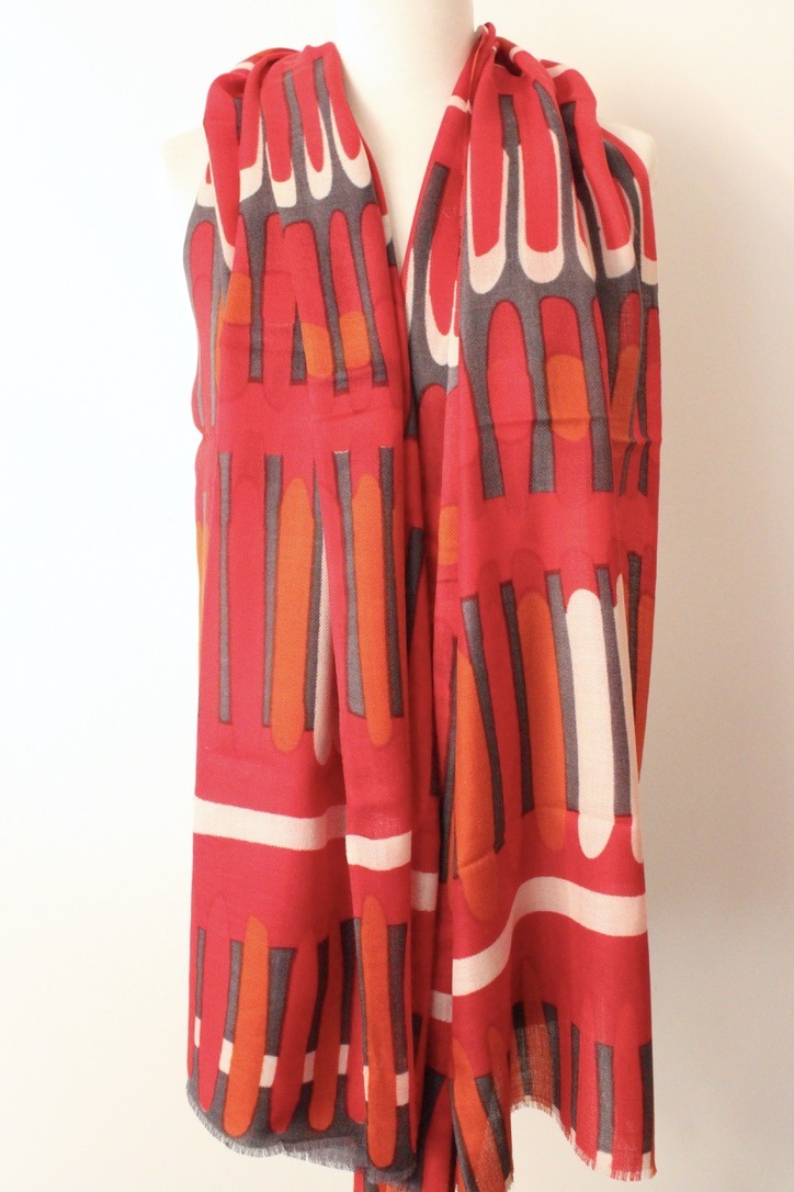 Stripe White red orange grey S079C